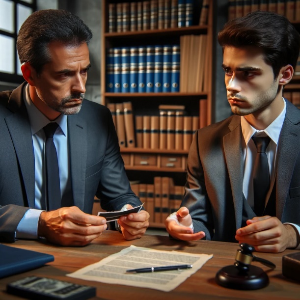 A person in suit sitting at a table with a gavel and a person in suit

Description automatically generated